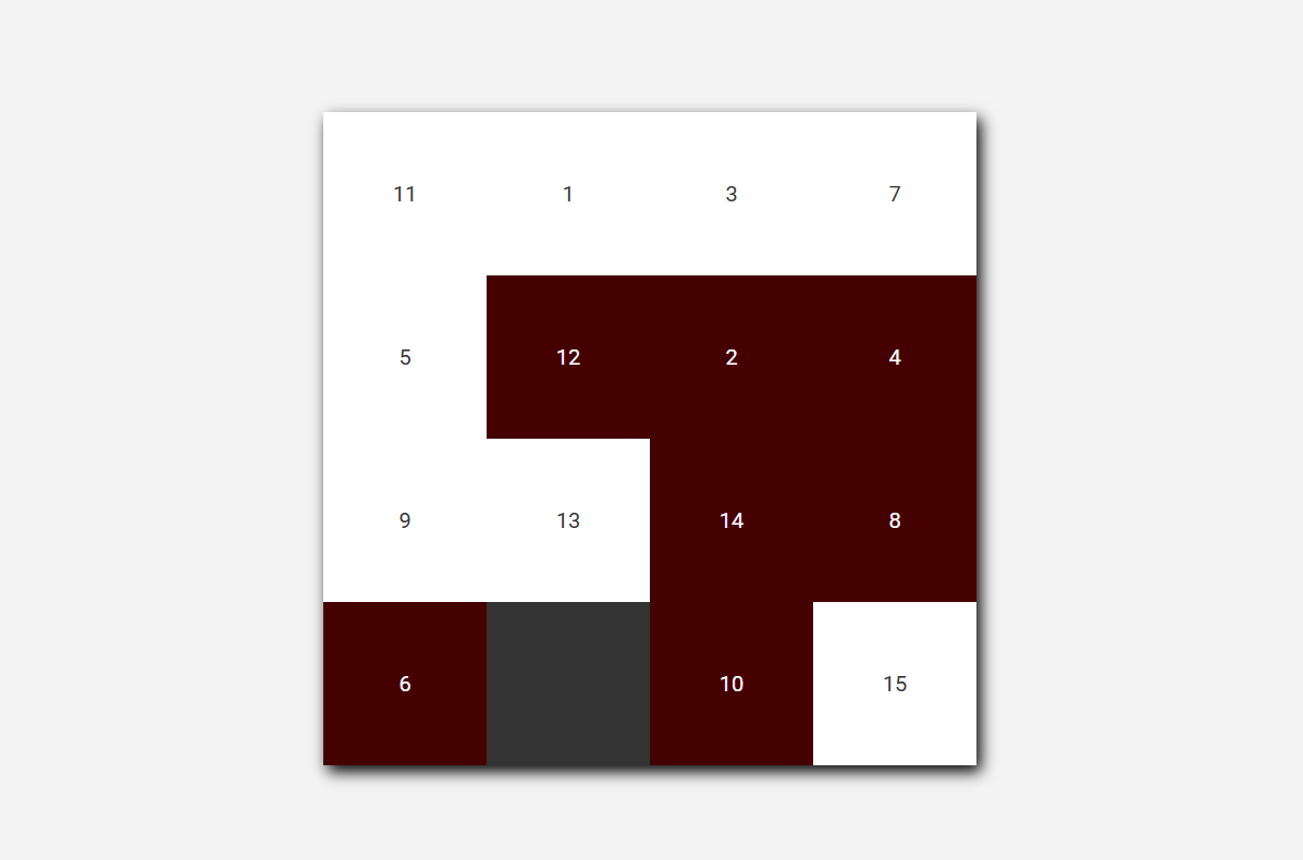 Screenshot of a fifteen tile game