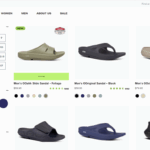 Image of the Oofos website's collection page